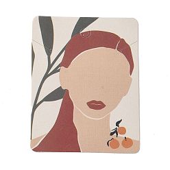 Индийский Красный Прямоугольная девушка с принтом на бумаге, серьги, ожерелье, демонстрационная открытка, Карточка для демонстрации ювелирных изделий для хранения сережек и ожерелий, Индийская красная, 6.5x5x0.05 см, отверстия : 5 mm и 2.5 мм