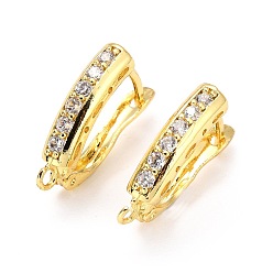 Real 18K Gold Plated Brass Micro Pave Clear Cubic Zirconia Hoop Earring Findings with Latch Back Closure, Long-Lasting Plated, Rectangle with Horizontal Loop, Real 18K Gold Plated, 18.5x4.2mm, Hole: 1.6mm, Pin: 1.3mm