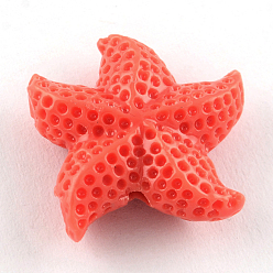Коралловый Окрашенная коралловых бусин синтетические, морская звезда / морские звезды, коралл, 20x19x7 мм, отверстие : 1.5 мм