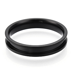 Noir 201 paramètres de bague rainurée en acier inoxydable, anneau de noyau vierge, pour la fabrication de bijoux en marqueterie, électrophorèse noir, diamètre intérieur: 17 mm