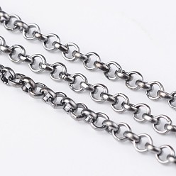 Gunmetal Iron Rolo Chains, Belcher Chain, Unwelded, Lead Free, Gunmetal, with Spool, Size: Chain: about 2.5mm in diameter, 1mm thick, about 328.08 Feet(100m)/roll