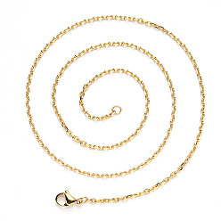 Oro Collar de cadena tipo cable de acero inoxidable con revestimiento al vacío 304, con cierre de pinza, dorado, 19.68 pulgada (50 cm), link: 2x1.2x0.4 mm