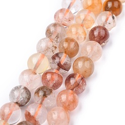 Ferruginous Quartz Natural Hematoid Quartz/Ferruginous Quartz Beads Strands, Round, 8~8.5mm, Hole: 0.7mm, about 49pcs/strand, 15.75 inch(40cm)