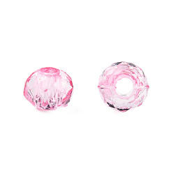 Pink Прозрачные акриловые бусины, граненые, рондель, розовые, 4x3.5 мм, отверстие : 1.5 мм, Около 14000 шт / 500 г