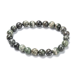 Jaspe Zébré Bracelets de perles extensibles en jaspe zébré naturel, ronde, diamètre intérieur: 2-1/8 pouce (5.5 cm), perles: 8~9 mm