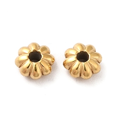 Real 18K Gold Plated Ion Plating(IP) 304 Stainless Steel Beads, Flower, Real 18K Gold Plated, 6x3mm, Hole: 1.5mm