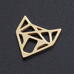 Oro 201 de acero inoxidable carpinteros filigrana enlaces, zorro, origami, dorado, 14x12x1 mm