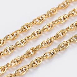 Золотой 304 канатная цепь из нержавеющей стали, пайки, с катушкой, золотые, 3 мм