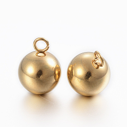 Golden Ion Plating(IP) 304 Stainless Steel Sphere Charms, Round Ball, Golden, 11x8mm, Hole: 2mm