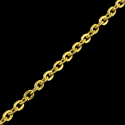 Oro Cadenas de cable de hierro, sin soldar, con carrete, Plano Oval, dorado, 3.6x2.8x0.6 mm, aproximadamente 328.08 pies (100 m) / rollo