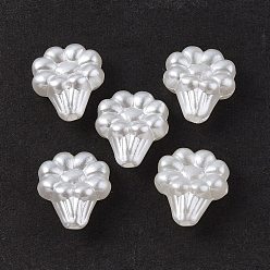 Blanc Perles de perles imitation abs, fleur de gloire du matin, blanc, 12.5x11x6mm, Trou: 1.5mm, environ1394 pcs / 500 g