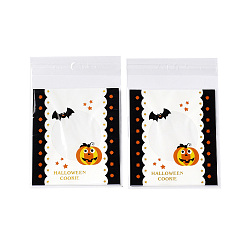 WhiteSmoke Halloween Theme Plastic Bakeware Bag, with Self-adhesive, for Chocolate, Candy, Cookies, Square, WhiteSmoke, 130x100x0.2mm, about 100pcs/bag