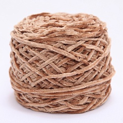 PeachPuff Wool Chenille Yarn, Velvet Cotton Hand Knitting Threads, for Baby Sweater Scarf Fabric Needlework Craft, PeachPuff, 3mm, 90~100g/skein