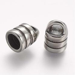 Antique Silver 304 Stainless Steel Cord Ends, End Caps, Antique Silver, 13x10mm, Hole: 3mm, Inner Diameter: 7mm
