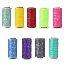 Color mezclado Cordón de poliéster encerado, cordón de micro macramé, hilo de coser encerado, piso, color mezclado, 0.8 mm, aproximadamente 284.33 yardas (260 m) / rollo