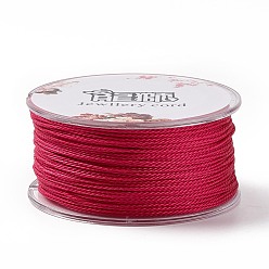 Crimson Round Waxed Polyester Cord, Twisted Cord, Crimson, 1mm, about 49.21 Yards(45m)/Roll