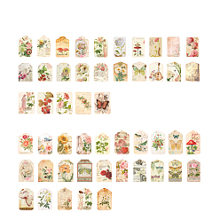 Flower Paper Bookmarks, Vintage Style Bookmarks for Booklover, Rectangle, Flower Pattern, 50 styles, 1pc/style, 50pcs/set