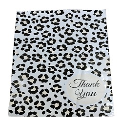 Leopard PE Plastic Self-Adhesive Packing Bags, White, Rectangle with Word Thank You, Leopard Print Pattern, 37.5~37.7x25.4~25.5x0.01cm