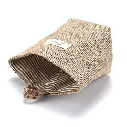 Tan Foldable Cotton Linen Storage Basket, Wall-Hanging Storage Bags, for Home Wall Door Closet, Stripe Pattern, Tan, 18.5x9.5x1.55cm