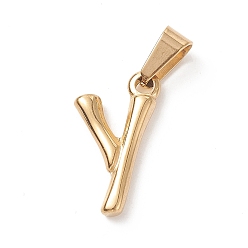 Letter Y 304 Stainless Steel Pendants, Bamboo Style, Letter, Golden Color, Letter.Y, 19x10x3mm, Hole: 3x7mm