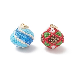 Couleur Mélangete 2 pcs 2 pendentifs de perles de rocaille japonaises miyuki faites à la main de couleur, charmes rondes, couleur mixte, 17.5x18x16mm, Trou: 3.5mm, 1 pc / style