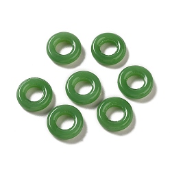 Verde Anillos de unión de vidrio, imitación de jade, anillo redondo, verde, 16x4 mm, diámetro interior: 7.8 mm