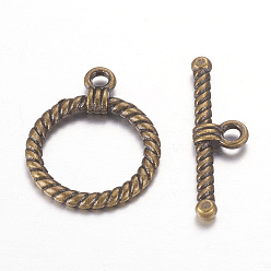 Antique Bronze ibetan Style Alloy Toggle Clasps, Lead Free and Cadmium Free, Antique Bronze, 22.5x18mm, Hole: 2mm