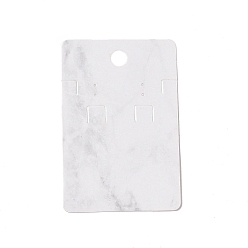 White Rectangle Marble Paper Jewelry Display Cards with Hanging Hole, for Earring & Necklace Display, White, 9x6x0.05cm, Hole: 1mm