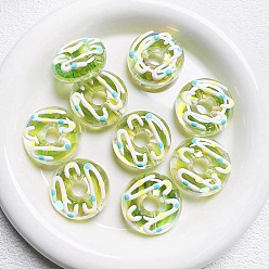 Светло-зеленый Прозрачные пластиковые бусины, пончик, светло-зеленый, 30x12 мм, отверстие : 3 мм