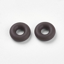 Brun De Noix De Coco Perles de silicone, bricolage fabrication de bracelets, donut, brun coco, 8x2mm, Trou: 3mm