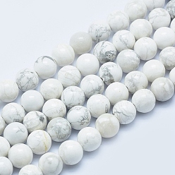 Howlite Natural Howlite Beads Strands, Round, 8mm, Hole: 1mm, about 48pcs/strand, 15.7 inch(40cm)