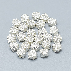 Silver 925 Sterling Silver Beads, Four Leaf Clover, Silver, 8x7x5mm, Hole: 2.5mm