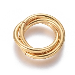 Oro 304 de acero inoxidable que une los anillos, anillo de enclavamiento, para el collar, dorado, 20x22x3 mm, anillo: 18x2 mm, diámetro interno: 14 mm