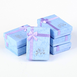 Acero Azul Claro Día de San Valentín presenta collares paquetes de cartón colgantes cajas, con bowknot, Rectángulo, azul acero claro, 7x5x2 cm
