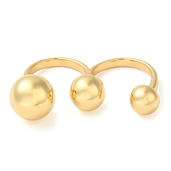 Настоящее золото 18K Латунные кольца на два пальца, открытые манжеты, круглые, реальный 18 k позолоченный, 3 мм, внутренний диаметр: 16.3 мм и 17 мм