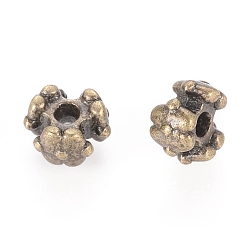 Antique Bronze Tibetan Style Alloy Spacer Beads, Flower, Lead Free & Cadmium Free, Antique Bronze, 6.5x4mm, Hole: 1.5mm