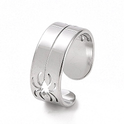 Color de Acero Inoxidable 304 anillo de puño abierto de araña ahuecado de acero inoxidable para mujer, color acero inoxidable, diámetro interior: 17 mm