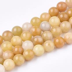 Jade Topazee Topaze naturelles perles de jade de brins, ronde, 8mm, Trou: 1mm, Environ 50 pcs/chapelet, 15.7 pouce