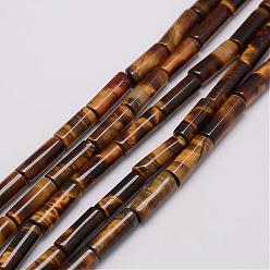 Tiger Eye Natural & Dyed Tiger Eye Bead Strands, Column, 4~4.5x13mm, Hole: 1mm, about 30pcs/strand, 15.74 inch