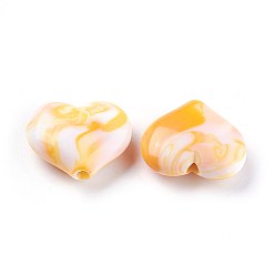 Золотистый Акриловые шарики Gemstone имитация, сердце, золотые, 20x23x8~8.5 мм, Отверстие : 2.5~2.8 мм , около 230 шт / 500 г