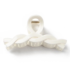 White Plastic Claw Hair Clips, with Iron Findings, Hair Accessories for Girls, White, 62x112x42mm