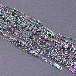 Rainbow Color 304 collier chaîne satellite en acier inoxydable, pour la fabrication de colliers de perles, couleur arc en ciel, 15.75 pouce (40 cm)