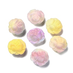 Jaune Perles de résine à changement de lumière, perles de fleurs de camélia, jaune, 18x19.5x11.5mm, Trou: 2mm, environ270 pcs / 500 g