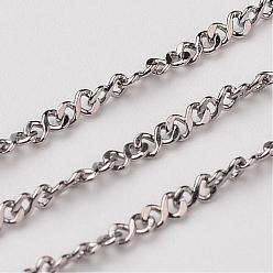 Stainless Steel Color 304 Stainless Steel Twisted Chains Curb Chain, Faceted, Soldered, Stainless Steel Color, 1.5x1mm
