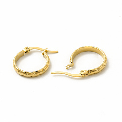 Golden 201 Stainless Steel Grooved Hoop Earrings with 304 Stainless Steel Pins for Women, Golden, 20x19x3mm, Pin: 0.6x1mm