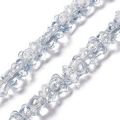 Light Steel Blue Electroplate Glass Beads Strands, Pearl Luster Plated, Bear, Light Steel Blue, 15x12x8.5mm, Hole: 1mm, about 44pcs/strand, 25.20 inch(64cm)