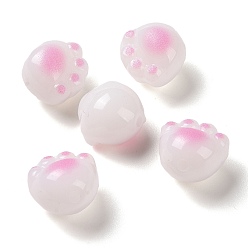 Pink Perles acryliques opaques, patte de chat, rose, 11x12x9.7mm, Trou: 1.6mm