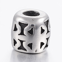 Antique Silver 304 Stainless Steel Beads, Column, Antique Silver, 5x5mm, Hole: 2mm