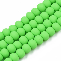 Lime Handmade Polymer Clay Beads Strands, for DIY Jewelry Crafts Supplies, Round, Lime, 7x5.5mm, Hole: 1.6mm, about 69pcs/strand, 15.75 inch~16.14 inch(40~41cm)