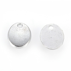 Platinum Tibetan Style Alloy Stamping Blank Tag Charms Pendants,  Oval, Cadmium Free & Nickel Free & Lead Free, Platinum, 10x8x1.5mm, Hole: 1mm